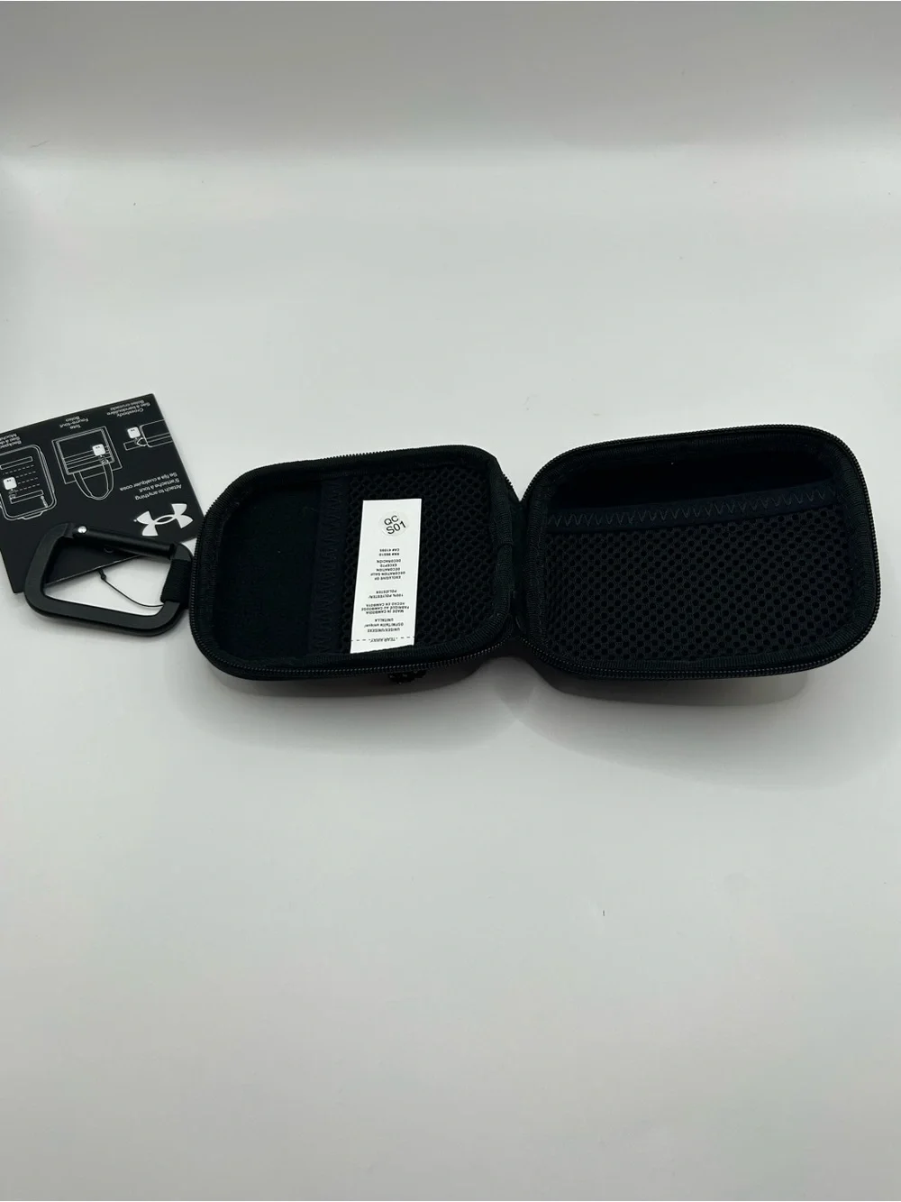 Under Armour Black Floral Hard Shell Earbud Case with Carabiner